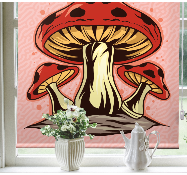 Vibrant Mushroom Trio roller blind flowers - TenStickers