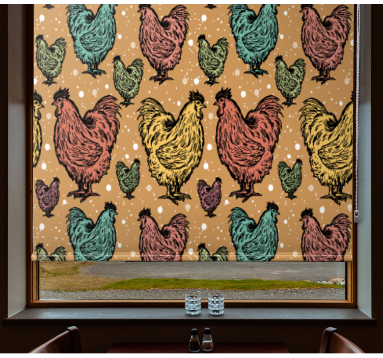 Vibrant Rooster Pattern animal roller blind - TenStickers