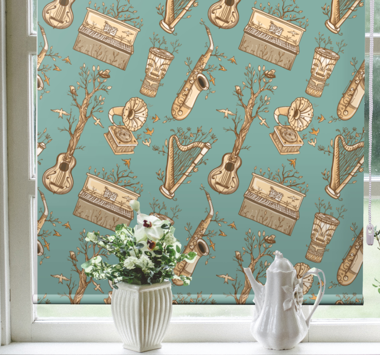 Vintage musical instruments teenage roller blind - TenStickers