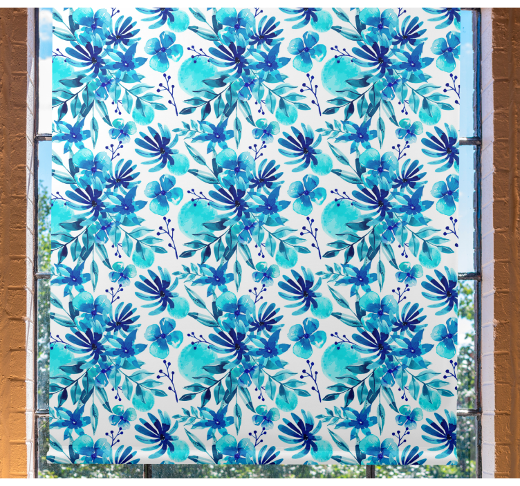 Vivid blue theme roller blind flowers - TenStickers