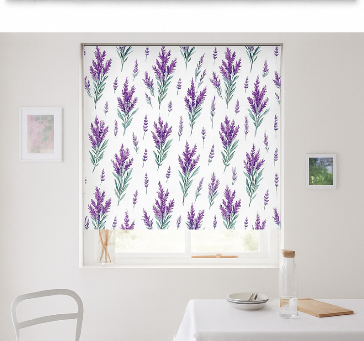 Watercolor lavander sprigs kitchen roller blind - TenStickers