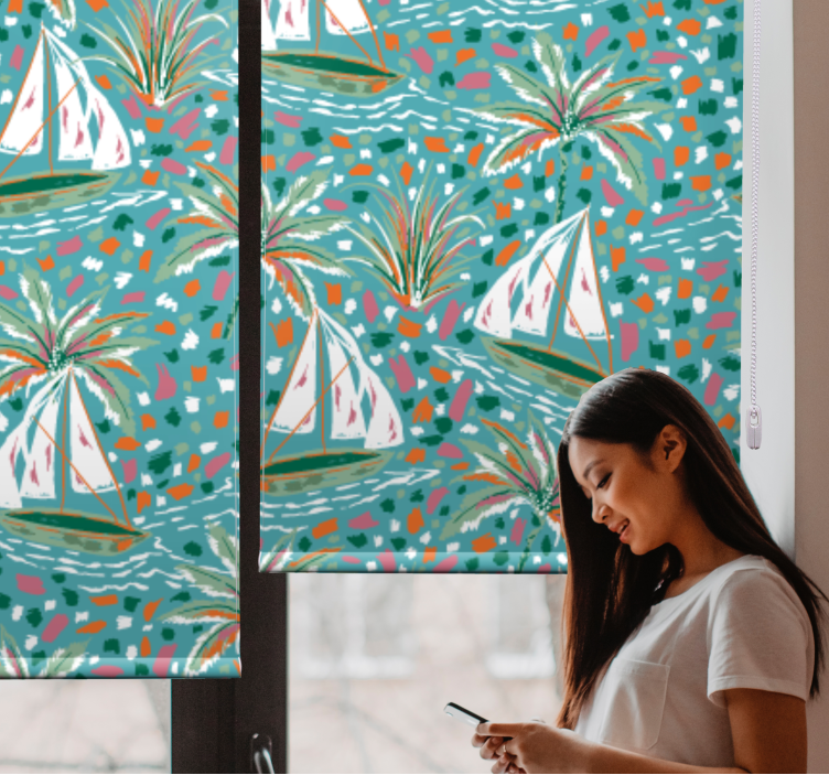 Watercolor ships pattern Living room blind - TenStickers