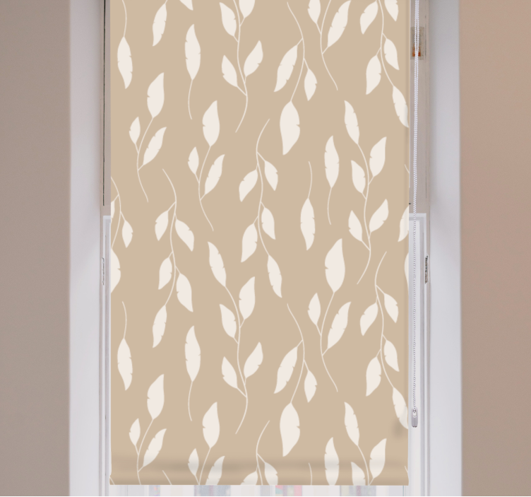 White paint leaves on brown Nordic blind - TenStickers