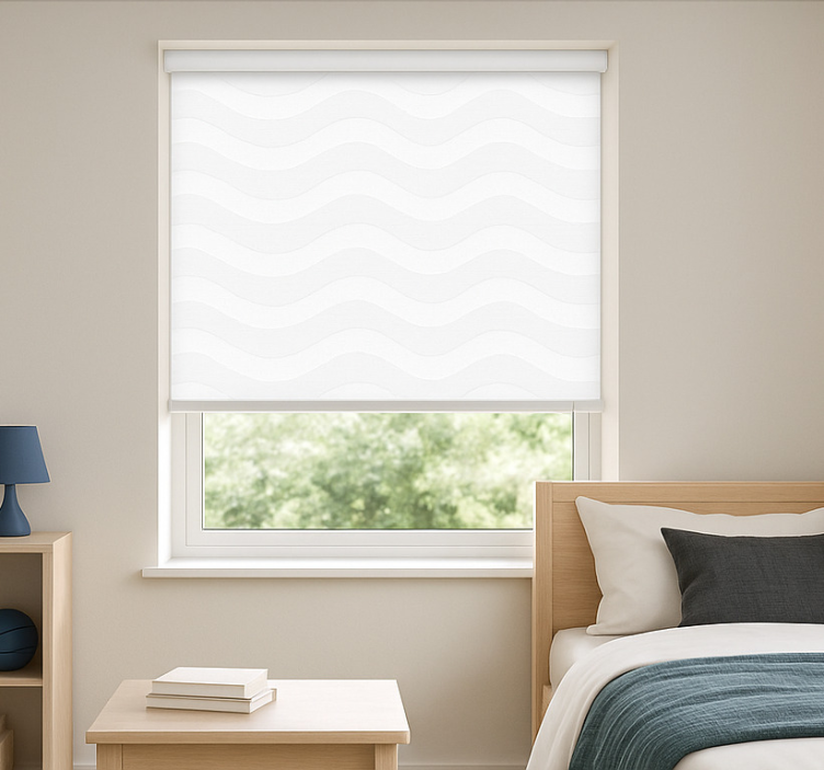 White and grey waves teenage roller blind - TenStickers