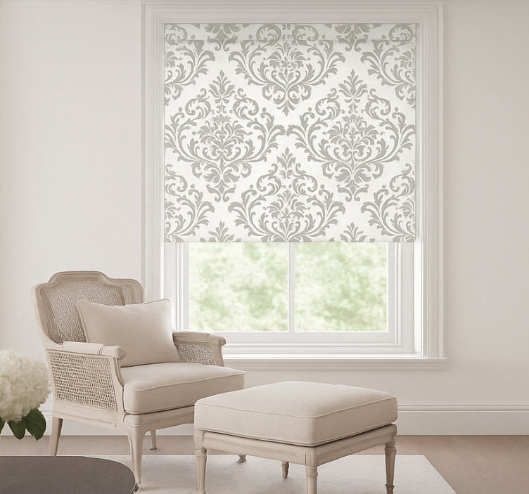 Baroque grey pattern living room roller blind - TenStickers