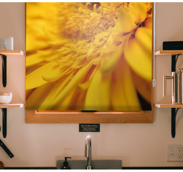 Yellow close-up roller blind flowers - TenStickers