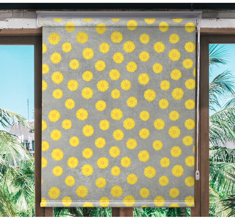 Gray and Yellow Pattern roller blind flowers - TenStickers