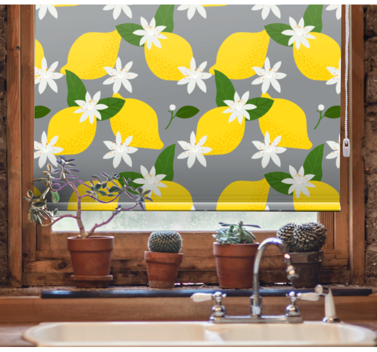 Yellow lemon on gray Fruit and vegetable blind - TenStickers