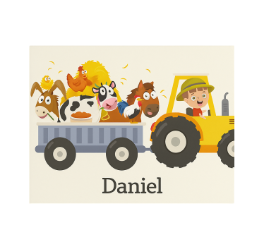 Farm tractor with name custom roller blind - TenStickers