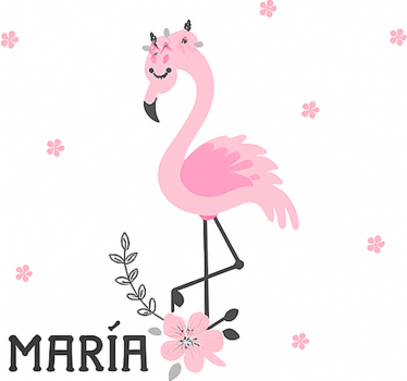 Pink flamenco with name kids roller blind - TenStickers