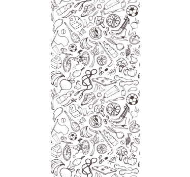 Modern roller blind with fitness and sport doodles - TenStickers