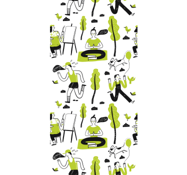 Modern roller blind healthy lifestyle doodle set - TenStickers