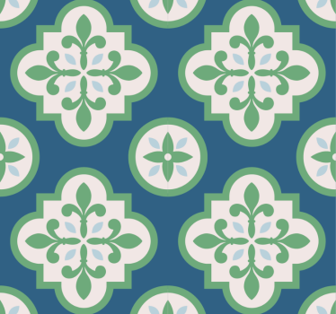 Modern roller blind with green clover tile design - TenStickers