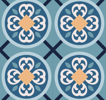 Modern roller blind in sea-blue portuguese tile - TenStickers