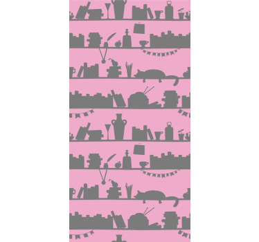 Modern roller blind pink and grey bookcase - TenStickers