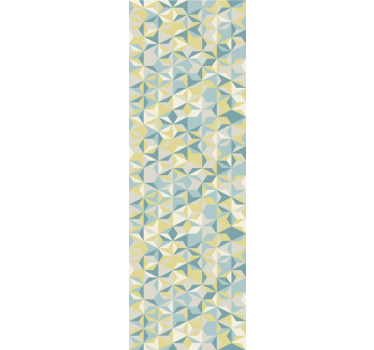 Modern roller blind in beige, blue, and yellow geometric - TenStickers