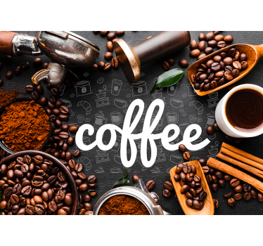 Kitchen roller blind coffee ingredients and utensils - TenStickers