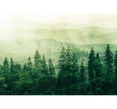 Kitchen roller blind green forest hill treetops - TenStickers