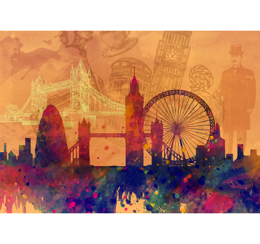 Kitchen roller blind historic skyline silhouette - TenStickers