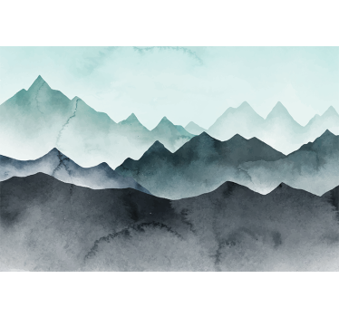 Kitchen roller blind painted blue mountains - TenStickers