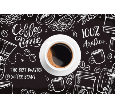 Black roller blind coffee time designs - TenStickers