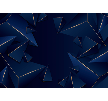 Black roller blind with blue and gold geometric design - TenStickers