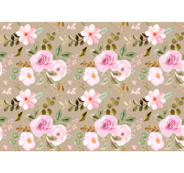 Living room roller blind vintage beige rose pattern - TenStickers