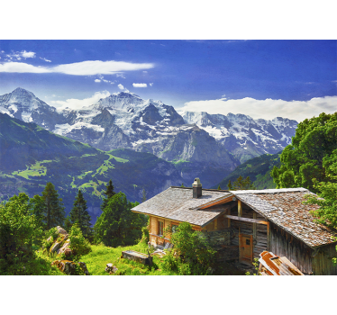 Living room roller blind grindelwald snow mountains field - TenStickers