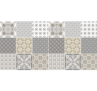 Beige roller blind with moroccan tile design - TenStickers