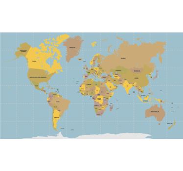 Political Beige world map roller blind - TenStickers