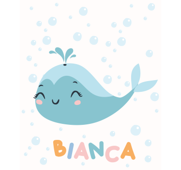 Happy whale with name Blind art - TenStickers
