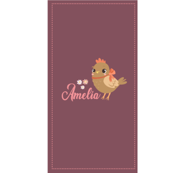 Baby chick with flowers and name animals roller blind - TenStickers