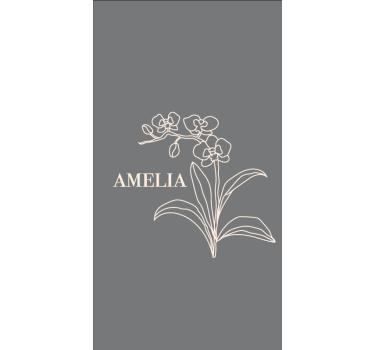 Elegant gray design with name roller blind flowers - TenStickers