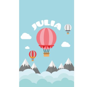 Hot air balloons with name kids roller blind - TenStickers