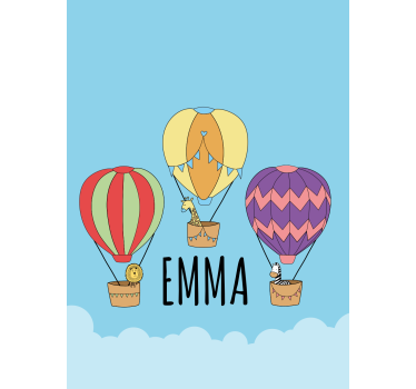 Balloon adventure with name kids roller blind - TenStickers