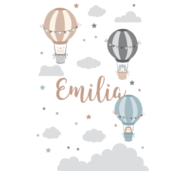 Pastel color balloons and clouds Blind art - TenStickers