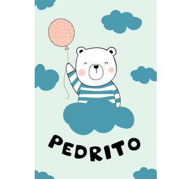 Bear with balloon and name nursery roller blind - TenStickers