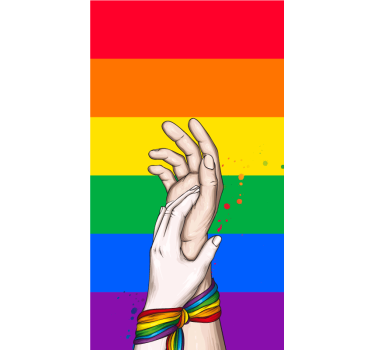 Human hands and lgbt rainbow ribbon Other roller blind - TenStickers