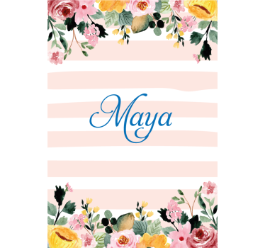 Personalised striped motif floral roller blind - TenStickers