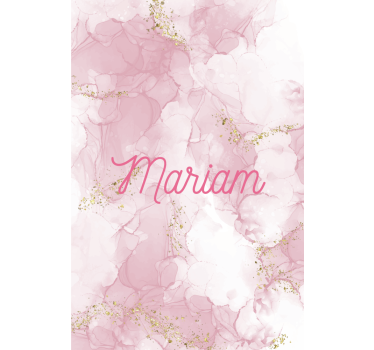 Pink marble with name elegant roller blind - TenStickers