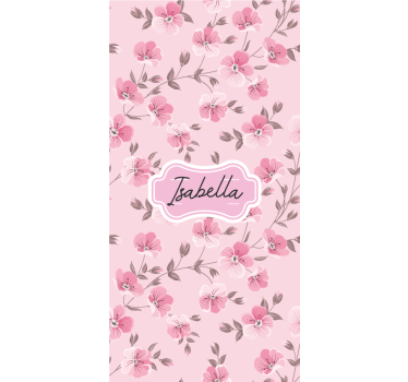 Cherry blossoms with name kids roller blind - TenStickers