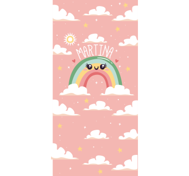 Pink rainbow design with name kids roller blind - TenStickers