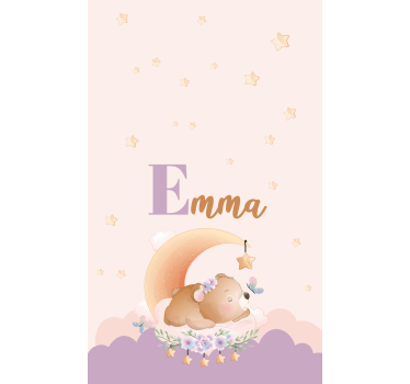 Sleeping bear with name kids roller blind - TenStickers