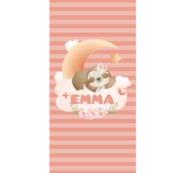 Name with sloth and moon kids roller blind - TenStickers