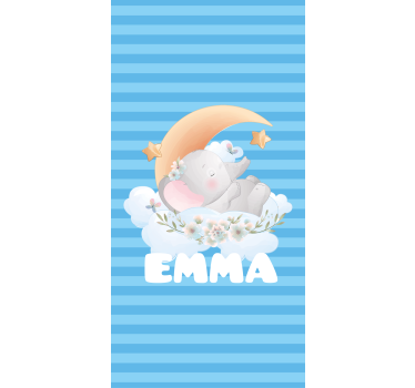 Cute animals elephant with name Babys blind - TenStickers