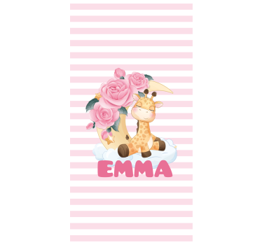 Giraffe with Roses custom roller blind - TenStickers