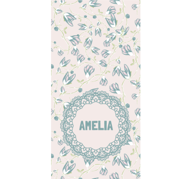 Name with delicate floral motif teenage roller blind - TenStickers