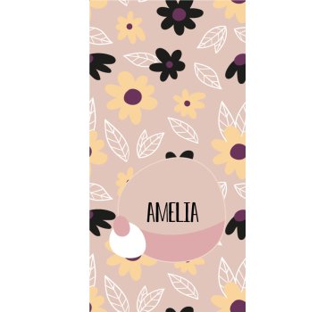 Custom roller blind floral name design - TenStickers