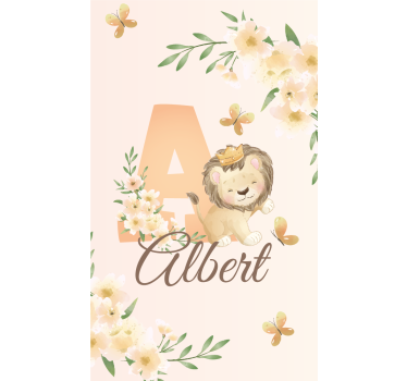 Cute animals lioness with name Babys blind - TenStickers