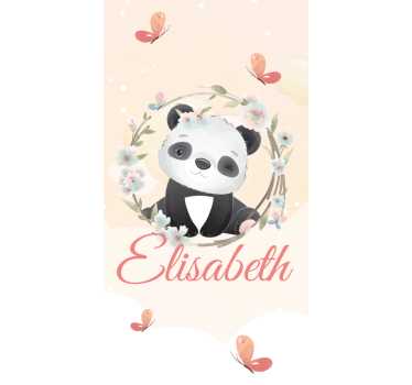 Baby panda with name kids roller blind - TenStickers